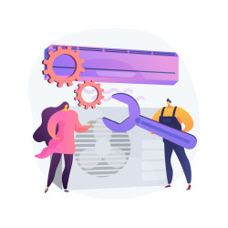 Air conditioning and refrigeration services abstract concept vector illustration. Installation, repair and maintenance of air conditioners, climate control systems equipment abstract metaphor.